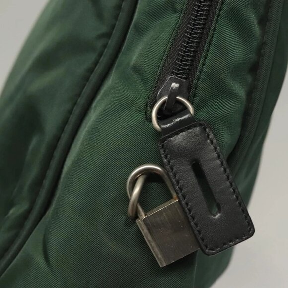 PRADA Hand Bag Nylon Khaki Silver Auth - Picture 10 of 16